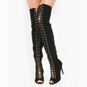 🖤💖Dollhouse Shallow Black Thigh High Boots💖🖤